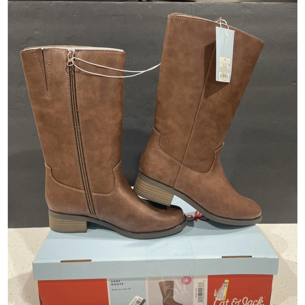 Girls' Sade Stove Pipe Calf Western Boots - Cat & Jack Brown 4